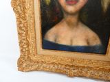 une photo d'un tableau représentant une femme en robe bleue