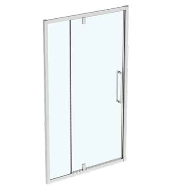 a close up of a glass shower door on a white background
