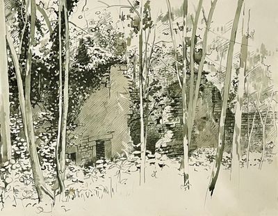 BURI Samuel (né en 1935) Moulin d'argent Lavis d'aquarelle, …