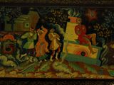 a painting of a group of people riding on a boat