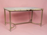 an image of a marble top table on a pink background