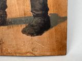 a picture of a painting of a person standing on a skateboard