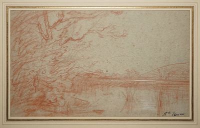 RAVIER François Auguste, 1814-1895, Arbres au bord de l'eau,… - Photo 1