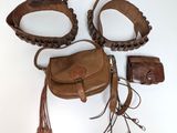 brown leather belt with matching purse and belt strap