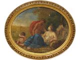 an image of a painting of a group of people sitting in a field