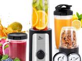 un mixeur contenant divers fruits et légumes