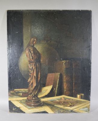 une image représentant un tableau où l'on voit une femme debout devant un vase