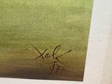 signed oil painting of a golf player in a green field