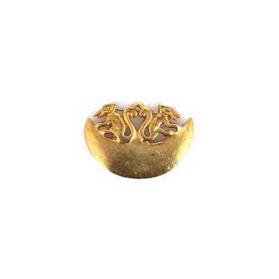 an image of a gold ring with two elephants on it