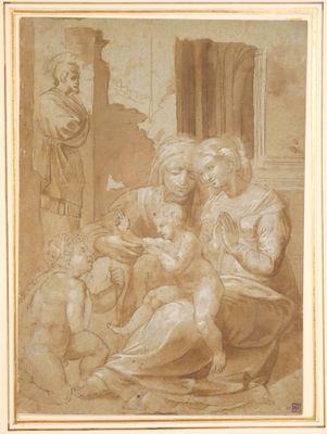École romaine, vers 1600 La Sainte Famille, madonna del divi… - Photo 1