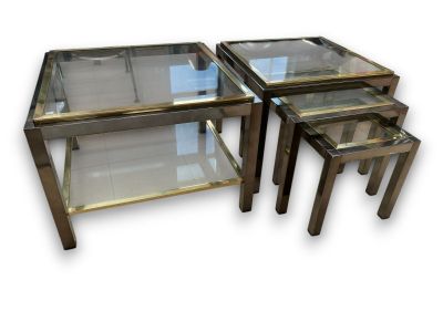 Ensemble en acier tubulaire chromé et doré comprenant une su…