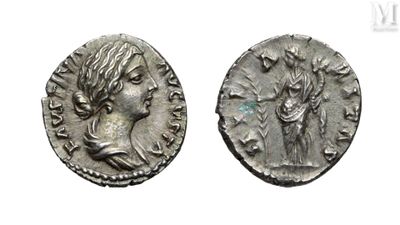two silver coins of the roman empire, one of which is a woman and one of which is a man