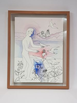 a picture of a painting on the wall of a room