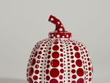 polka dotty apple shaped container with red bow on top