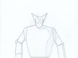 dessin d'un robot sur fond blanc, avec un œil rouge