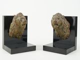 pair of art deco lion head bookends