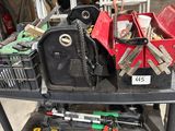 a table with tools on it in a garage