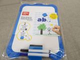 a picture of a blue and white drawing board with a marker
