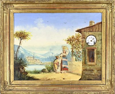 an image of a painting of a man and a woman by a lake