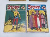 two comics are sitting on a table next to each other