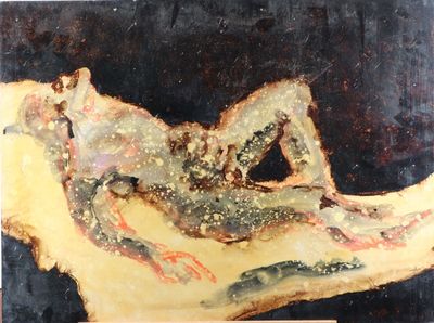 un tableau représentant une femme allongée sur une banane