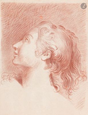 un dessin représentant la tête d'une femme de profil, les yeux fermés