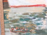 a picture of a painting of a boat in the water