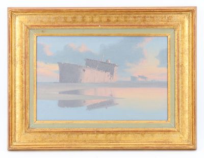 une image représentant un tableau d'un château sur l'eau
