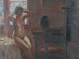l'image d'un tableau représentant une femme nue assise sur un lit