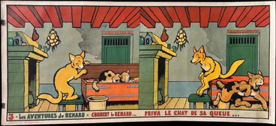 an image of a cartoon picture of a cat and dog in a living room
