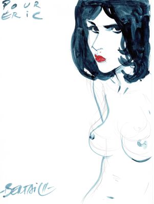 une image représentant le dessin d'une femme aux seins volumineux