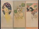 three pictures of a woman in a yellow dress and a woman in a yellow dress