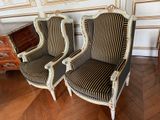 pair of french louis xv style armchairs