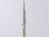 a flute on a clear stand with a white background