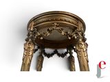 a gold table with a gold top and a white background