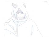 drawing of a person in a hoodie with a cat ' s head on