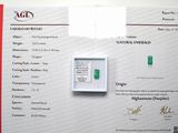une photo d'un certificat sur laquelle figure une émeraude verte