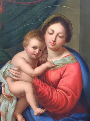 une image d'une peinture représentant une femme tenant un bébé