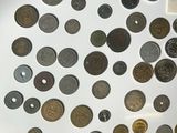 a picture of a table with a lot of coins on it
