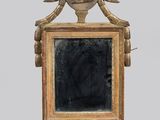 an image of a wooden mirror with a goat ' s head on it