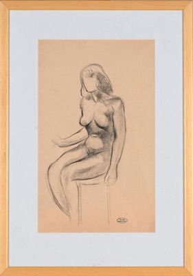 an image of a drawing of a woman sitting on a chair
