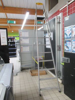 an image of a kitchen with a ladder in it