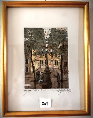 framed picture of a painting of a horse drawn carriage in front of a building