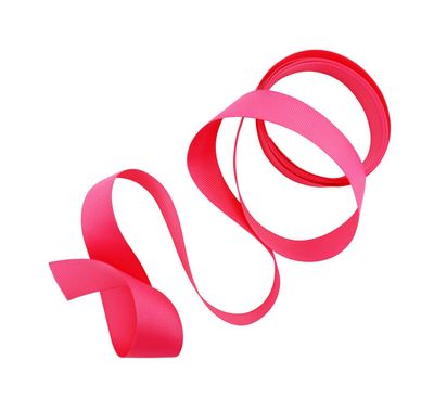 pink ribbon on a white background with copy space for your text
