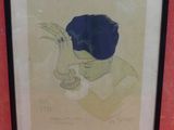 une image représentant un tableau où l'on voit une femme tenant un oiseau