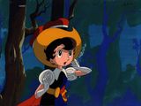 l'image d'un personnage de dessin animé portant un chapeau et des gants