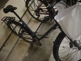 two bikes parked next to each other in a room