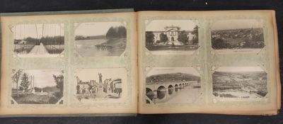 une vieille photo d'un livre contenant des images de différents endroits