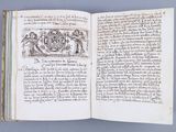 an open book with a drawing on the inside of it