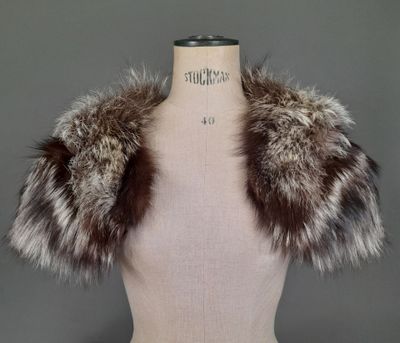 un gros plan sur le torse d'un mannequin orné d'un col en fourrure